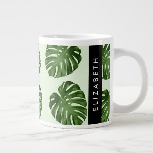 Handflatan Löv, Tropical Mönster, ditt namn Jumbo Mugg