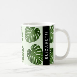Handflatan Löv, Tropical Mönster, ditt namn Kaffemugg