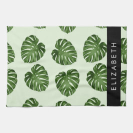Handflatan Löv, Tropical Mönster, ditt namn Kökshandduk