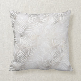 Handflatan Löv Tropical Pastel White Silver Grått Kudde