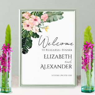 Handflatan Löv Tropical Rehearsal Dinner Välkomsts Poster