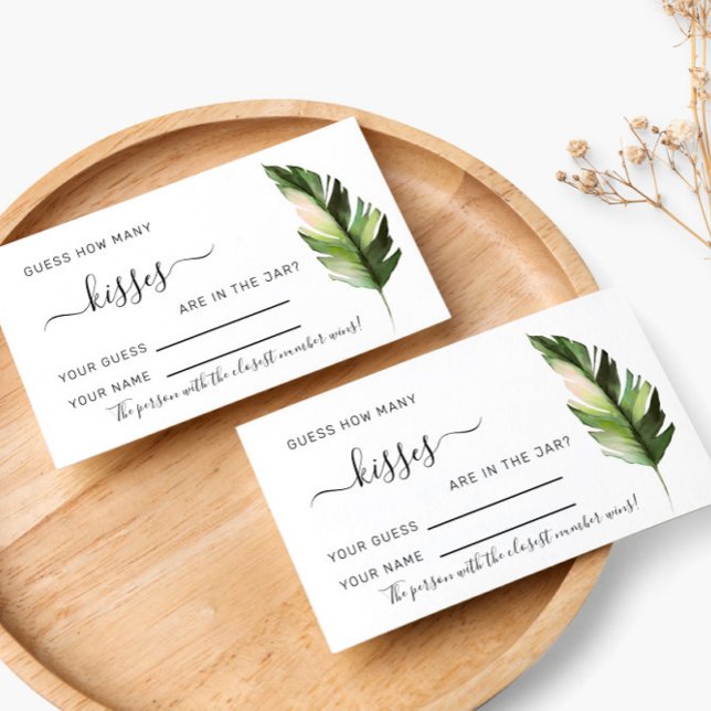 Handflatan Löv Tropik Hur många kisses Shower Game Placeringskort (Skapare uppladdad)