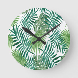 Handflatan löv tropiska exotiska rundklocka rund klocka