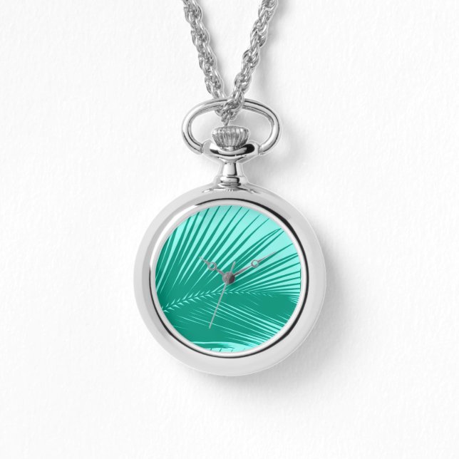 Handflatan löv - Turkos och aqua Armbandsur (Framsida)