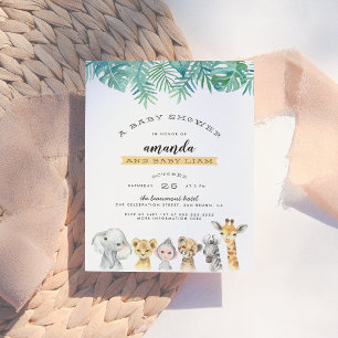 Handflatan Löv & ungle Animals Modern Baby Shower Inbjudan Vykort