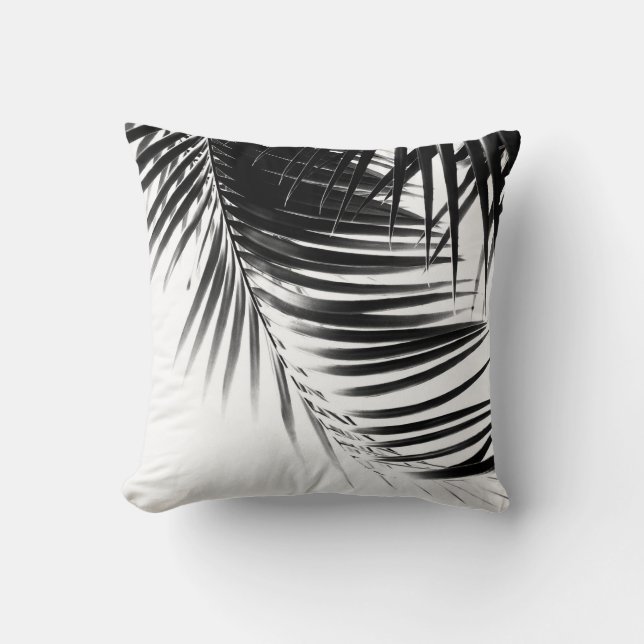 Handflatan Lövs Black & White Vibes #1 #tropiska Kudde (Framsida)