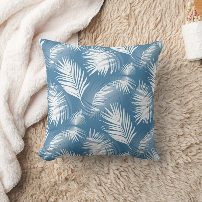 Handflatan Lövs Blue White Design 272 Kudde (Filt)