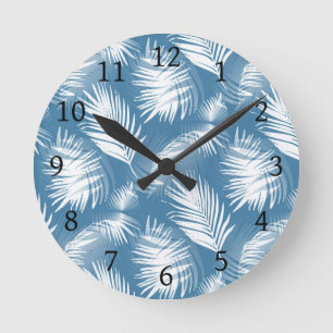 Handflatan Lövs Blue White Design 272 Rund Klocka