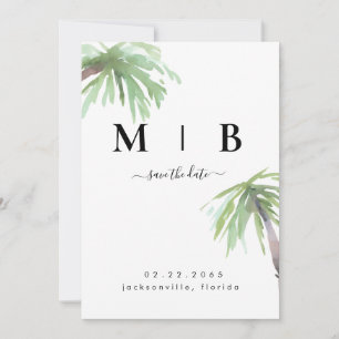 Handflatan Monogram Tropical White Bröllop spara d Datumet