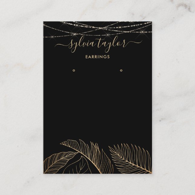 Handflatan Monstera Löv Earring ram visning, lägg  Visitkort (Framsida)