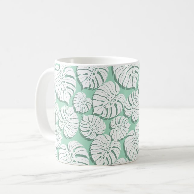 Handflatan monstera sömlös mönster 3 kaffemugg (Framsida vänster)