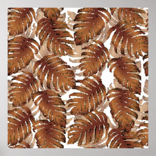 Handflatan Monstera Sömlös Mönster. Orange White T Poster