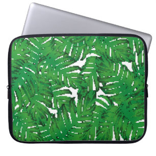 Handflatan Monstera Sömlös Mönster. Vit Grönt, Tro Laptop Fodral