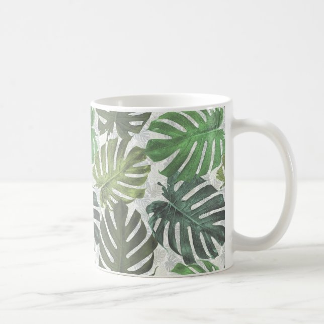 Handflatan monstera tropiska löv kaffemugg (Höger)