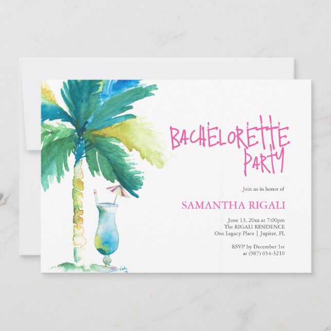Handflatan och Cocktail Bachelorette Inbjudan (Framsida)