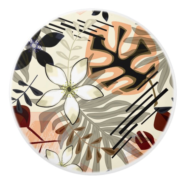 Handflatan och monstera löv, tropiska knopp (Framsidan)