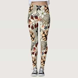 Handflatan och monstera löv, tropiska leggings