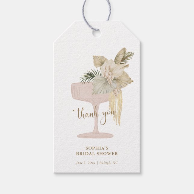 Handflatan och Prosecco möhippa Tack Presentetikett (Framsidan)