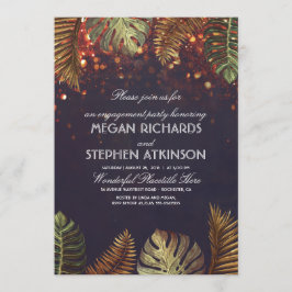 Handflatan och String Ljus Beach Förlovningsfest Inbjudningar