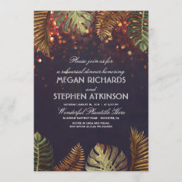 Handflatan och String Ljus Beach Rehearsal Dinner Inbjudningar