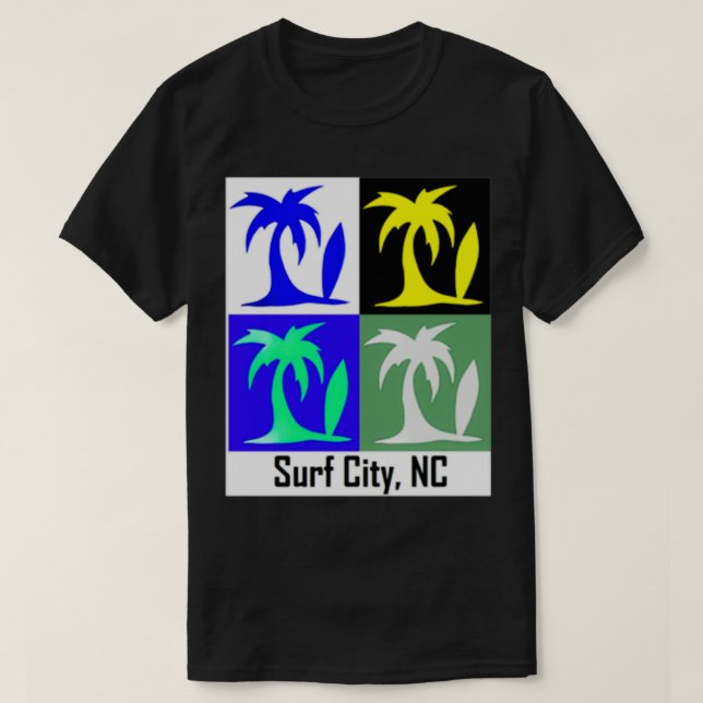 Handflatan och Surfa Surfa City NC T Shirt (Design framsida)