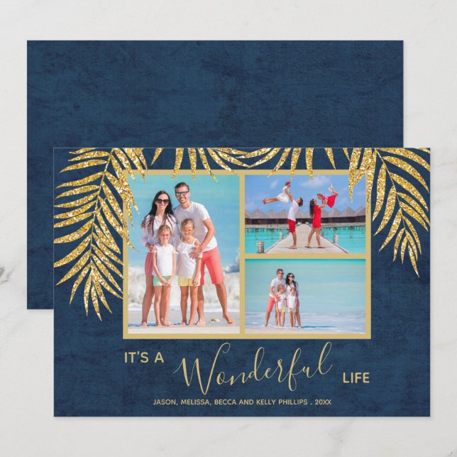 Handflatan på Blue Photo Collage jul Julkort (Fram/baksida)