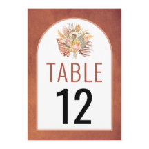 Handflatan pampas gräs teracotta bröllop bordsnumm