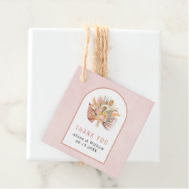 Handflatan, pampasgräs mjuk rosa bröllop gåvor etiketter