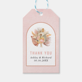 Handflatan, pampasgräs mjuk rosa bröllop presentetikett