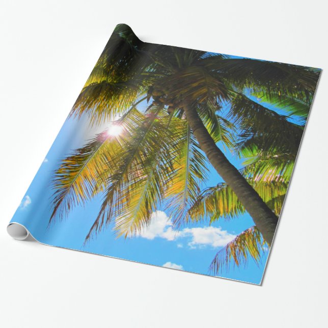 Handflatan Paradise Blå himmel Sunshine Presentpapper (Utrullad)