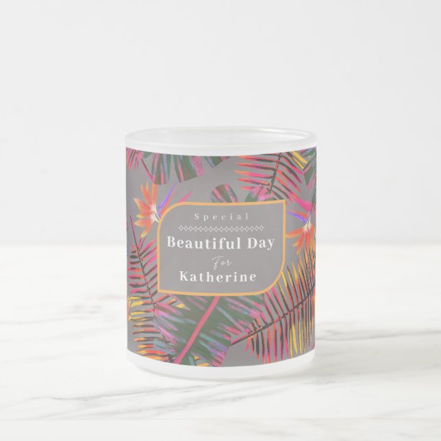 Handflatan Paradise Grått Frostad Glasmugg (Center)