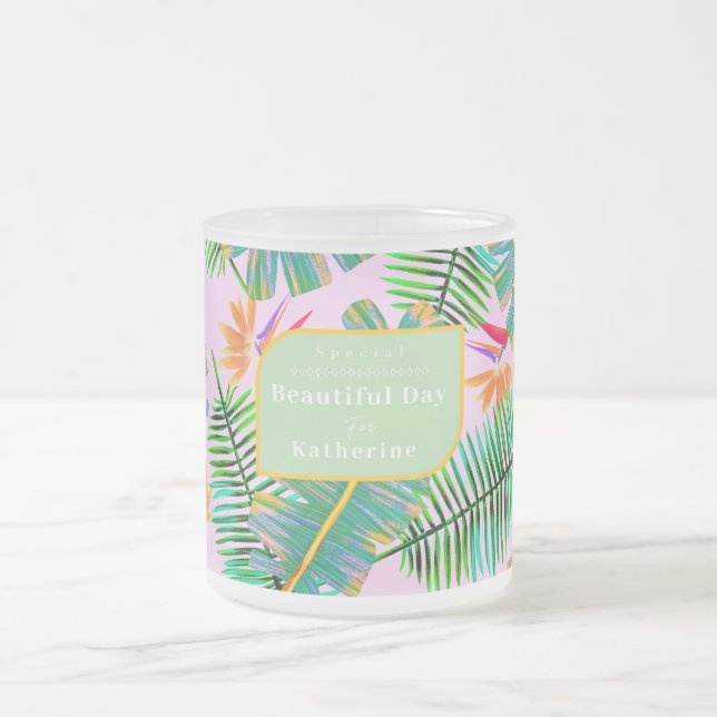 Handflatan Paradise Rosa Frostad Glasmugg (Center)