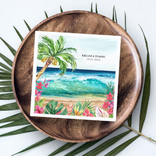 Handflatan Paradise Tropical Beach Wedding, Shower Pappersservett