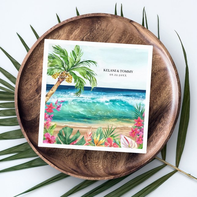 Handflatan Paradise Tropical Beach Wedding, Shower Pappersservett (Skapare uppladdad)