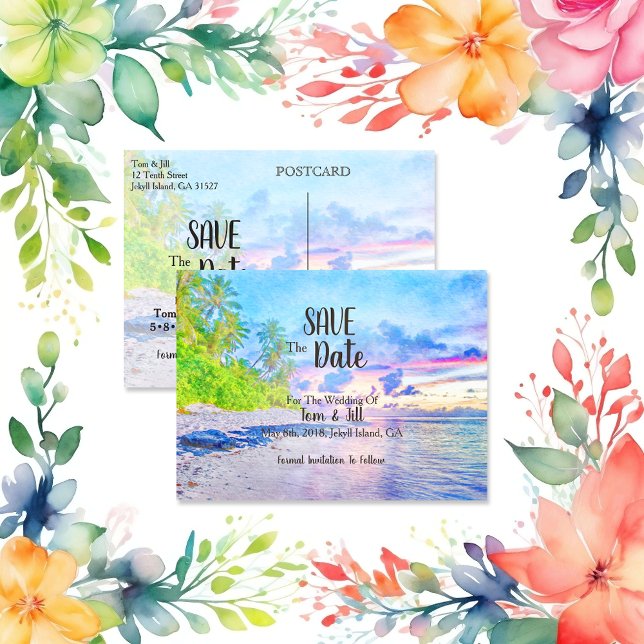 Handflatan-parentes, vattenfärg Spara datum Meddelande Vykort (Skapare uppladdad)