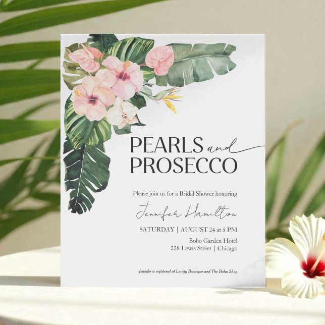 Handflatan Pearls och Prosecco Inbjudningskort för (Skapare uppladdad)