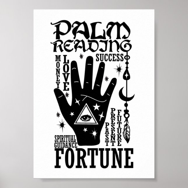 Handflatan Reading Andlig Guidance Fortune Poster (Framsidan)