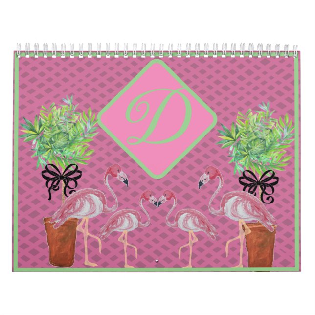 Handflatan Rosa Flamingo Flamingos Terra Cotta Kalender (Omslag)