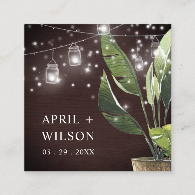 HANDFLATAN STARRY NIGHT MASON BURK WEDDING FAVOR M FYRKANTIGT VISITKORT (Framsida)