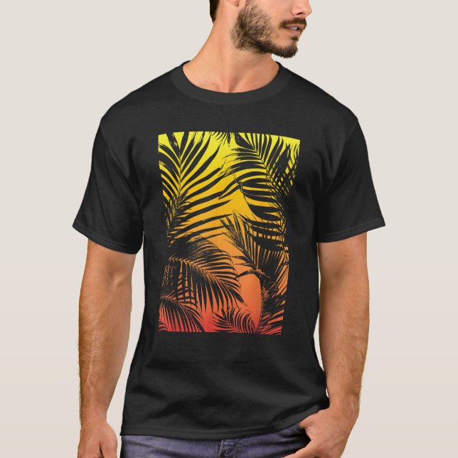 Handflatan Träd 7 Coola Tropical Beach Handflatan  T Shirt (Framsida)