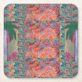 Handflatan Träd Abstrakt Underlägg Papper Kvadrat