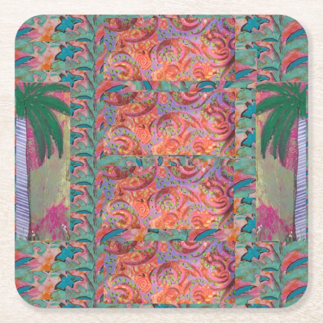 Handflatan Träd Abstrakt Underlägg Papper Kvadrat (Framsidan)