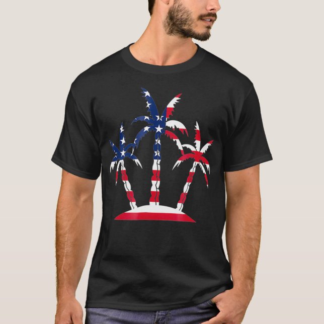 Handflatan Träd Amerikanska Flagga Gift För manar  T Shirt (Framsida)
