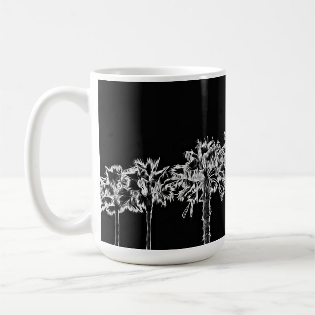 Handflatan Träd Art Svarta och vita Kopp Mugg (Vänster)