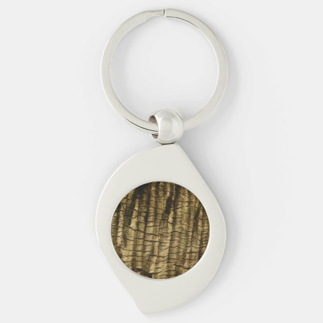 Handflatan Träd Bark Swirl Silverfärgad Nyckelring (Framsidan)