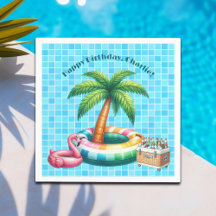 Handflatan Träd Bassäng Party Flamingo Födelsedags