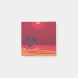 Handflatan Träd Beach Blasing Sunset Post-it Block