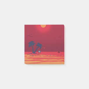 Handflatan Träd Beach Blasing Sunset Post-it Block