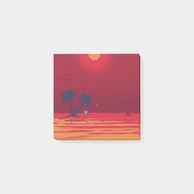 Handflatan Träd Beach Blasing Sunset Post-it Block (Framsida)