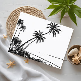 Handflatan Träd Beach Pen Teckning Vykort